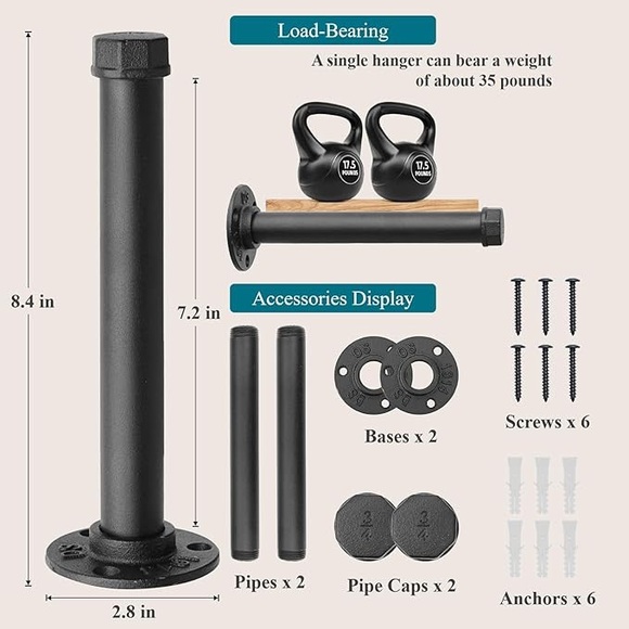 2 PK WALL MOUNTED CLOTHES RACK - Picture 5 of 5